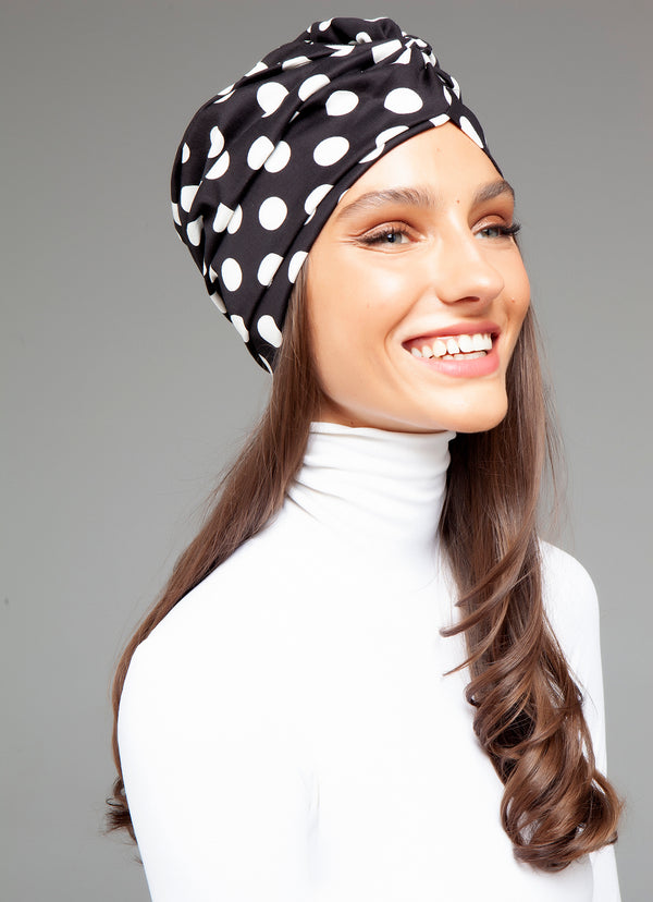 Polka Front Knot Hat